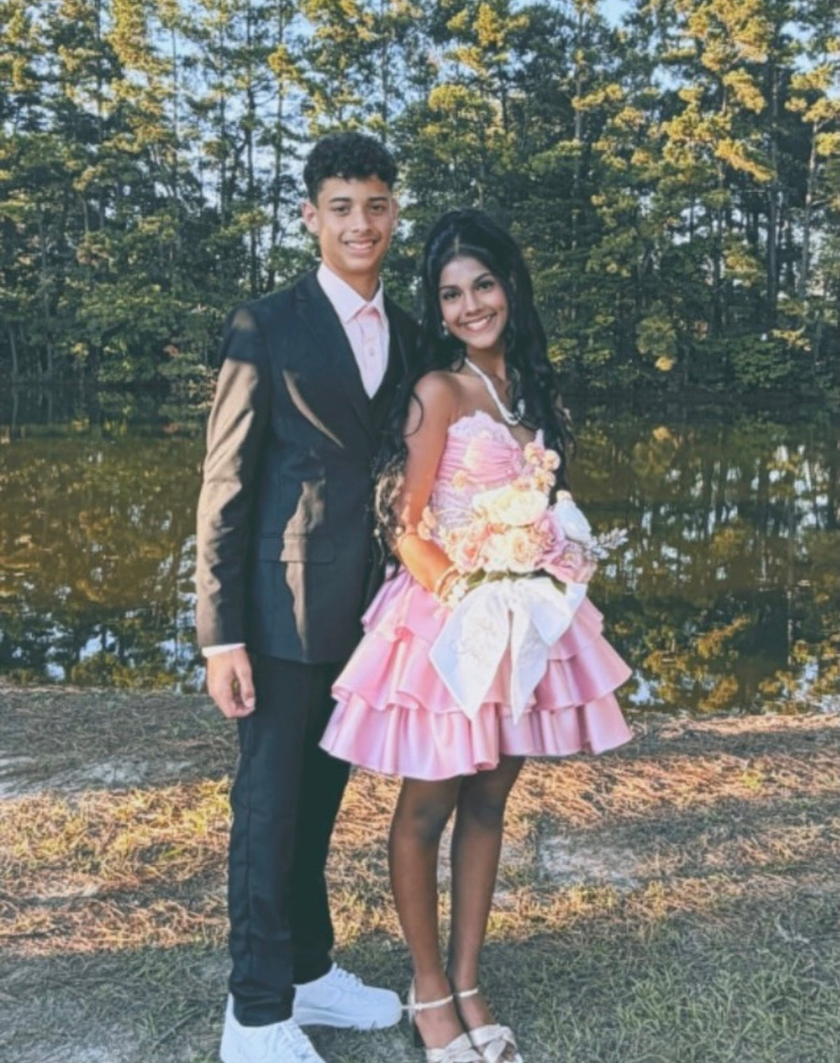 Pink Layered Birthday Dress Cute Short Homecoming Dress J12061