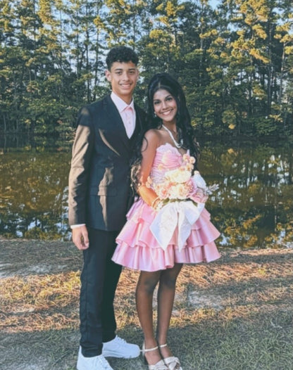 Pink Layered Birthday Dress Cute Short Homecoming Dress J12061