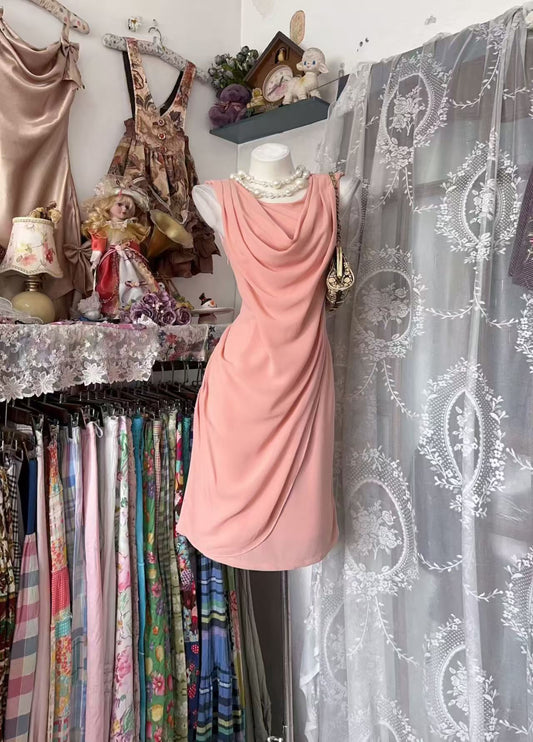 Pink Sheath Chiffon Homecoming Dress Short Party Dress  J10932