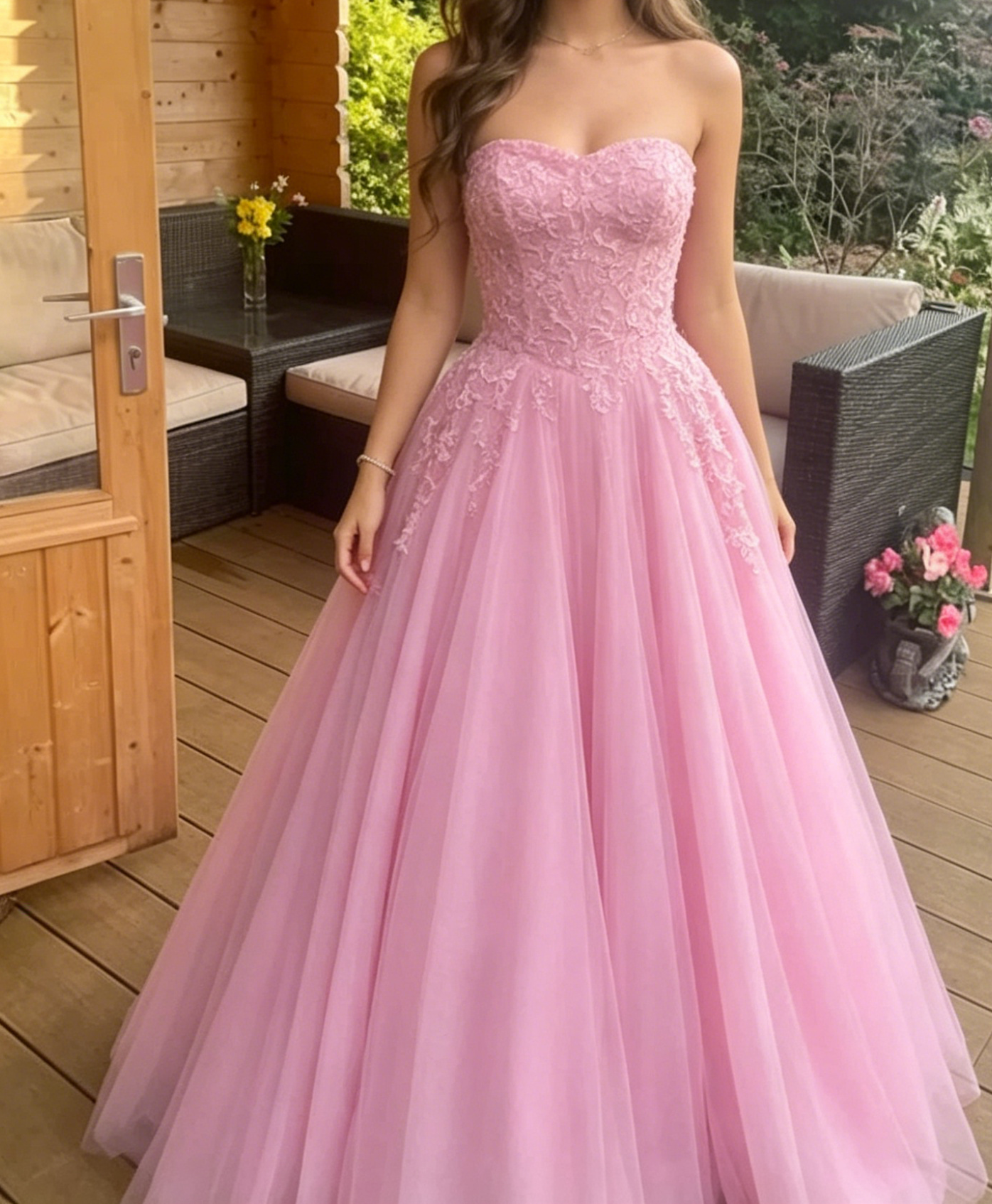 Robe de bal bustier violette en satin avec appliques, robe de soirée formelle J9413