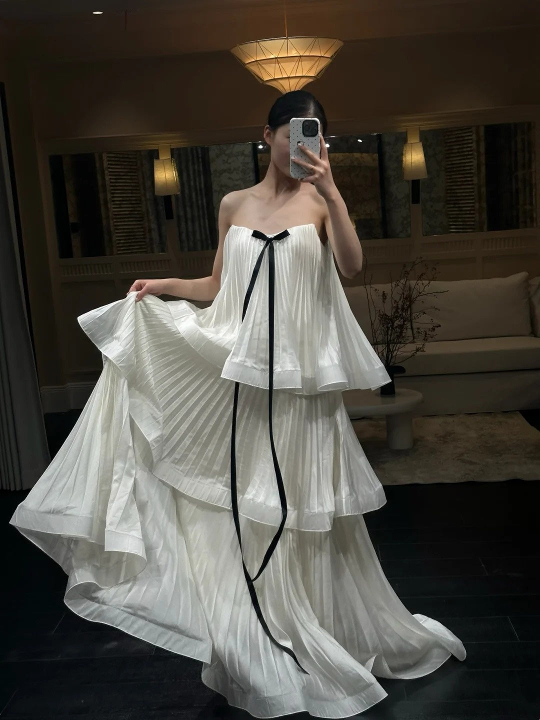 Trägerloses silbernes Vintage-Abendkleid, A-Linie, Geburtstagskleid J9370