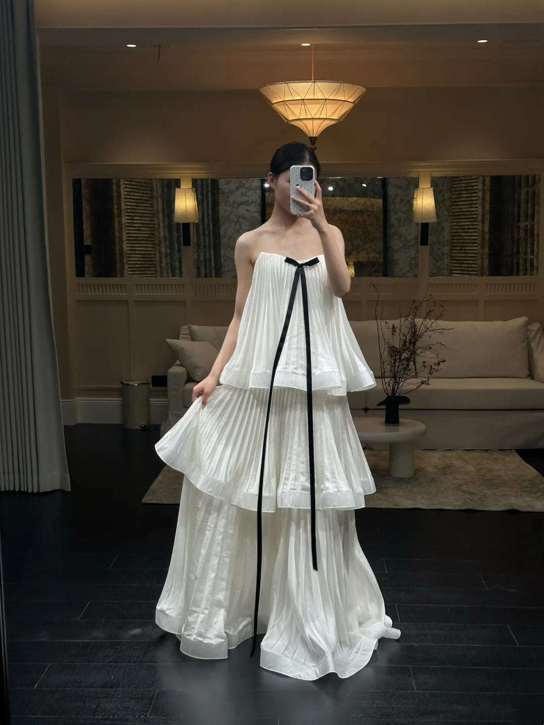 Trägerloses silbernes Vintage-Abendkleid, A-Linie, Geburtstagskleid J9370