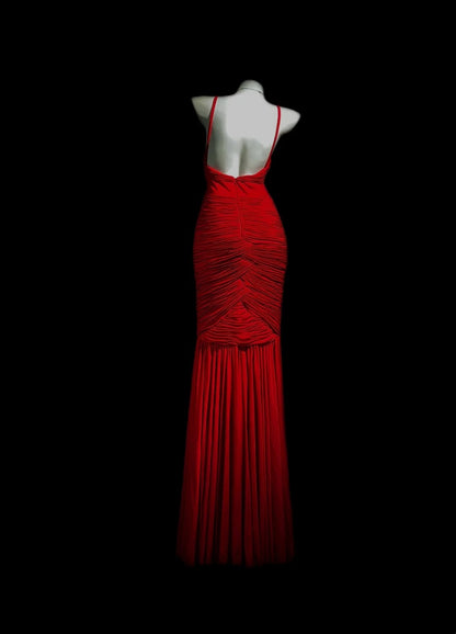 Pleated Red Formal Prom Dress Sexy Evening Dress  J10812