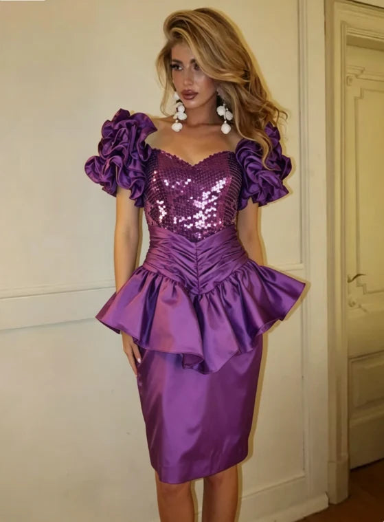 Trägerloses silbernes Vintage-Abendkleid, A-Linie, Geburtstagskleid J9370
