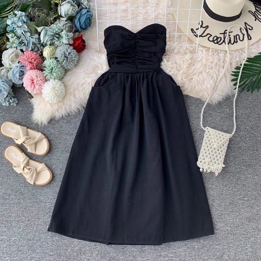 New Sexy Strapless  Dress with High Waist Summer Dress 849