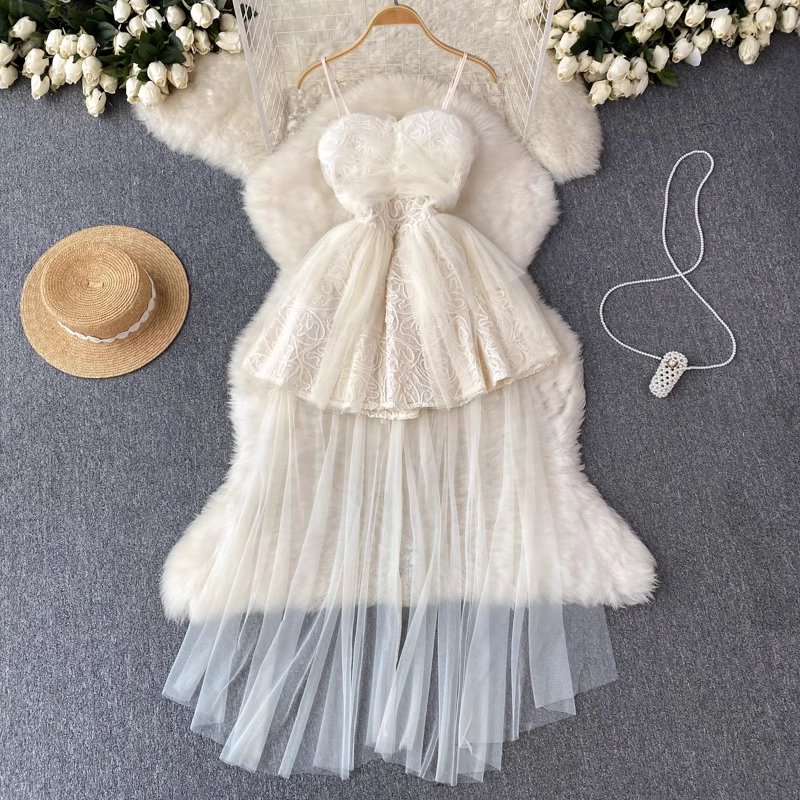 mesh lantern sleeve lace dress Three-dimensional Flower Mesh Lantern Sleeve Top Short Female Lace Sh