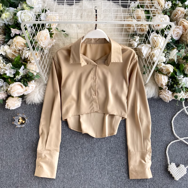 Autumn long sleeves  women shirt short top 1021