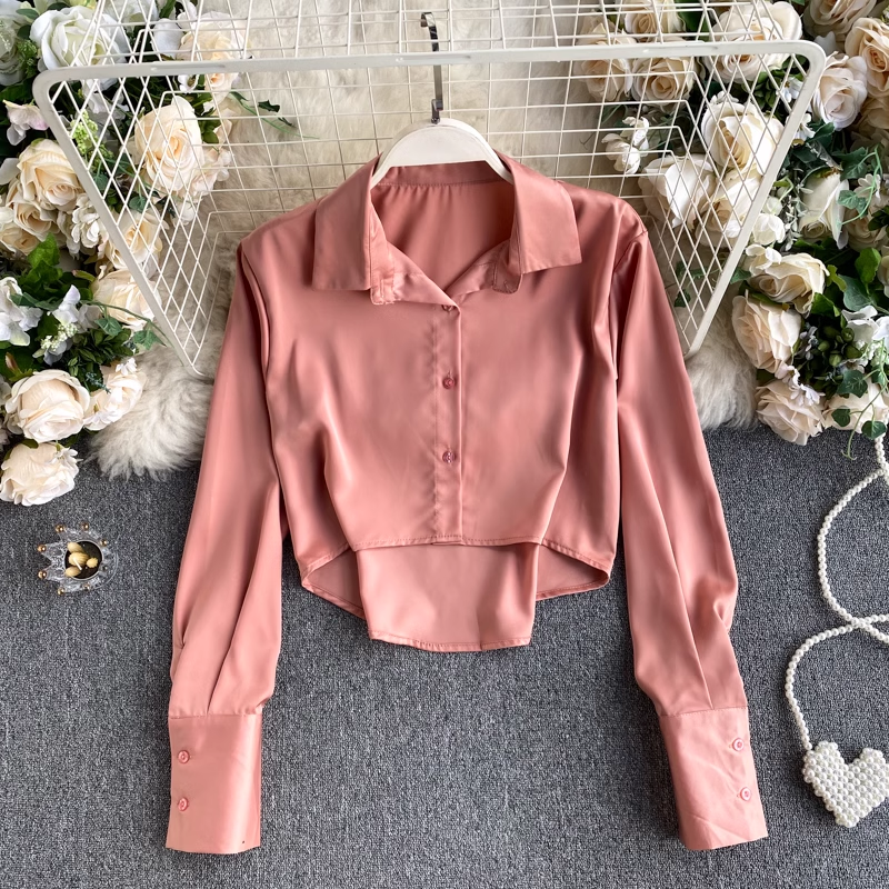 Autumn long sleeves  women shirt short top 1021