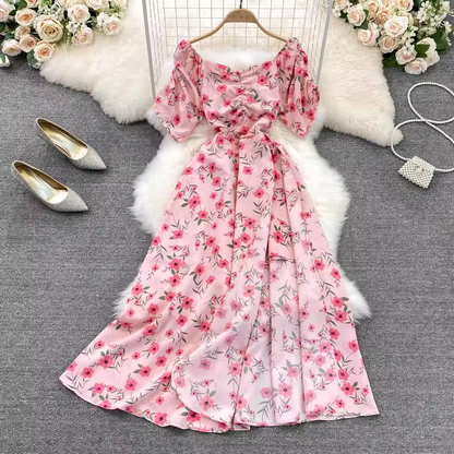 Summer Sweet Square Neck Floral A Line Dress 1565