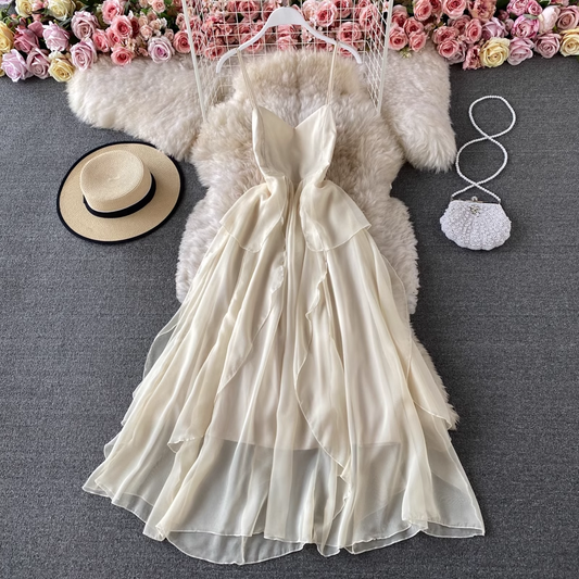 Summer Chic Spaghetti Strap Ruffled Chiffon Cute Fairy Dress 1507