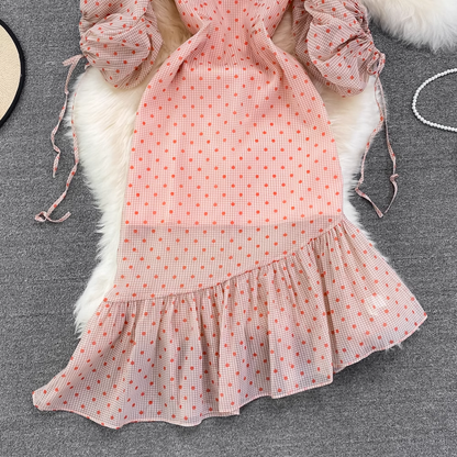 Fairy Tube Top Polka Dot Chiffon Mermaid Dress 1557