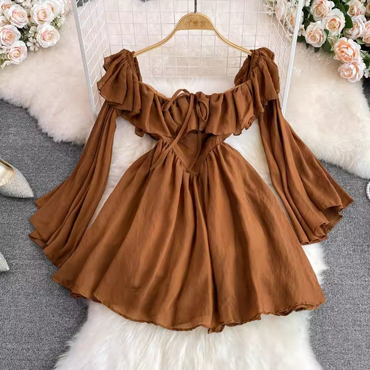 Spring and Autumn Square Collar A Line Fluffy Princess Dress 1588