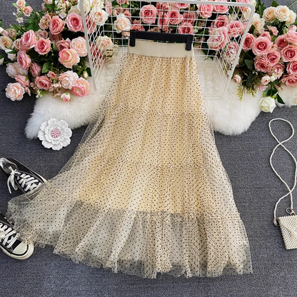 Summer Elegant Mid Length Mesh Tutu Skirt Cake Skirt 1696