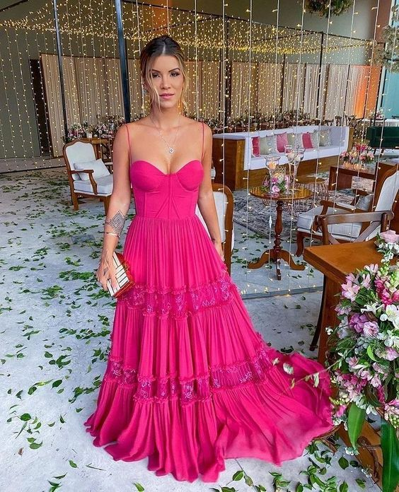 Pink Pleat A Line Long Prom Dress Sweetheart Evening Dress 2233