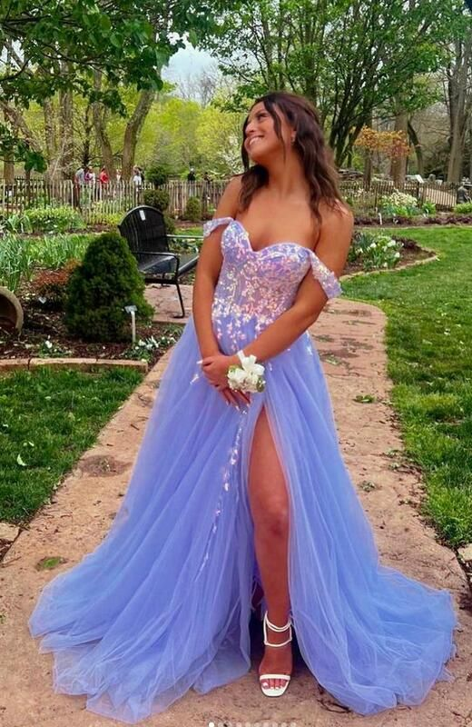 Off the Shoulder A Line Formal Gown Long Prom Dress 2277