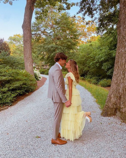 A-Linie Gelbes, mehrlagiges langes Ballkleid aus Tüll, formelles Partykleid 2424