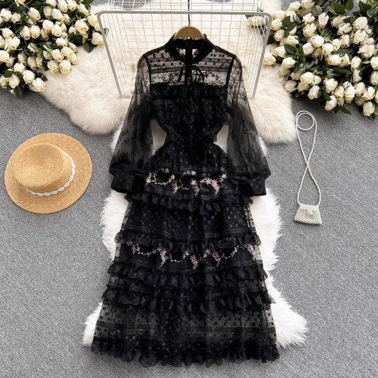 Autumn Sweet Lace Mid length Fairy Dress 1810