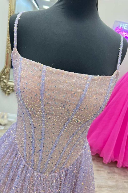Robe de bal trapèze à paillettes roses, robe de princesse pour fête d'anniversaire 2220