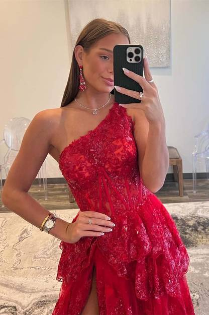 Robe de bal longue asymétrique à paillettes et fente, coupe trapèze 2287