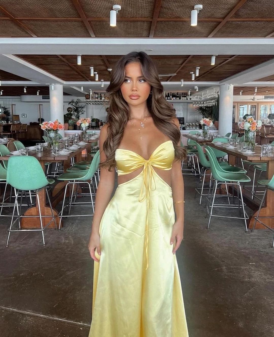 Strapless Yellow A Line Long Prom Dress Satin Formal Party Gown J2718