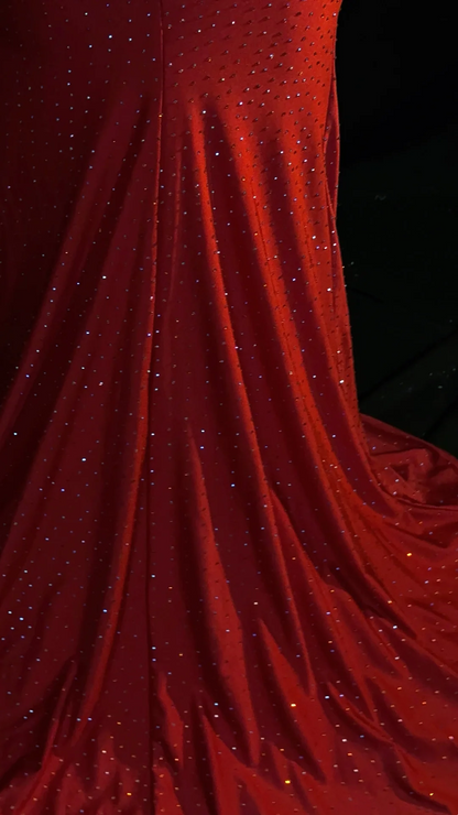 Red Mermaid Formal Prom Dress Open Back Sexy Evening Gowns  J10106