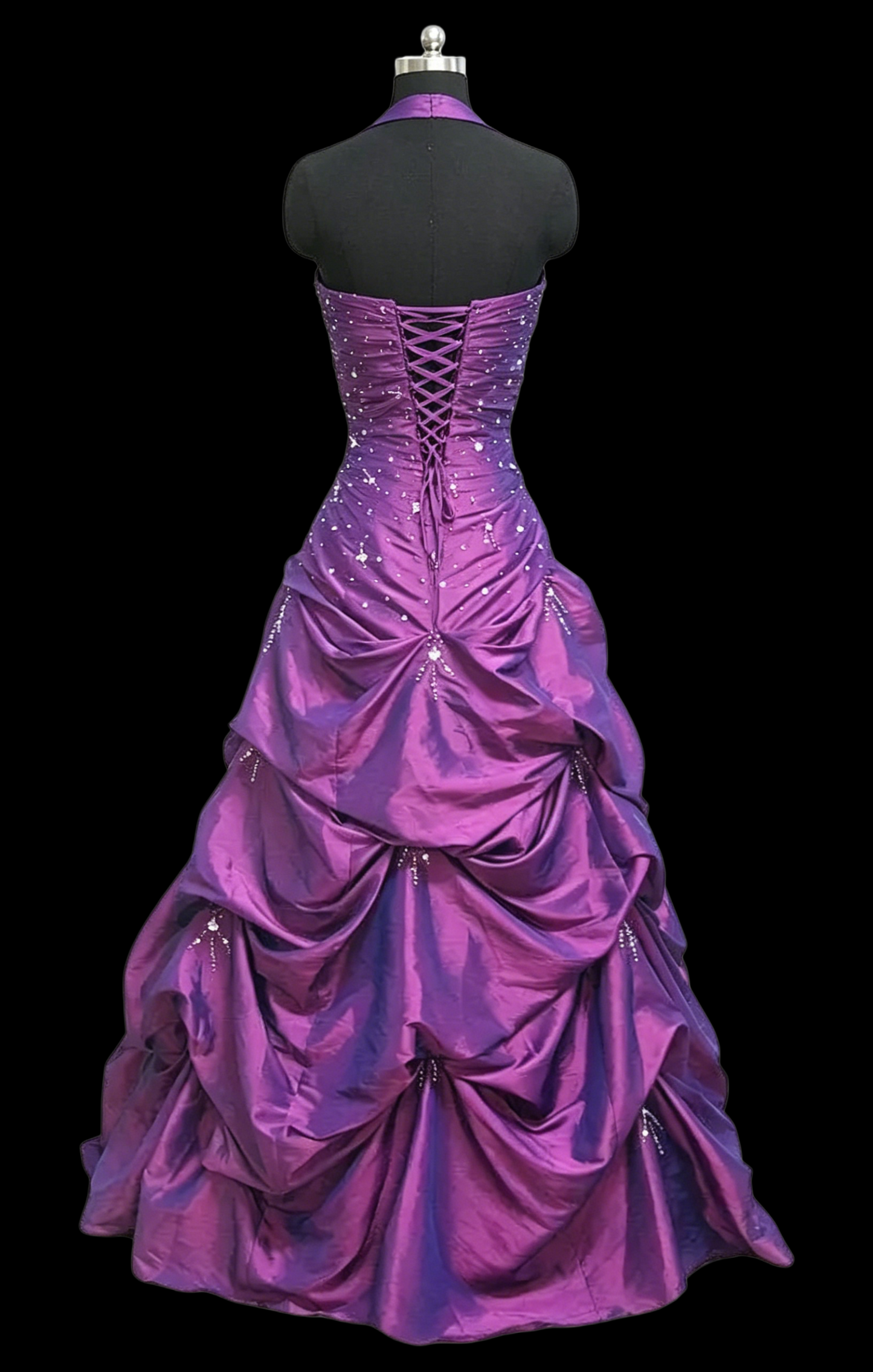 Retro Purple A Line Prom Dress Beaded Taffeta Birthday Dress  J10064