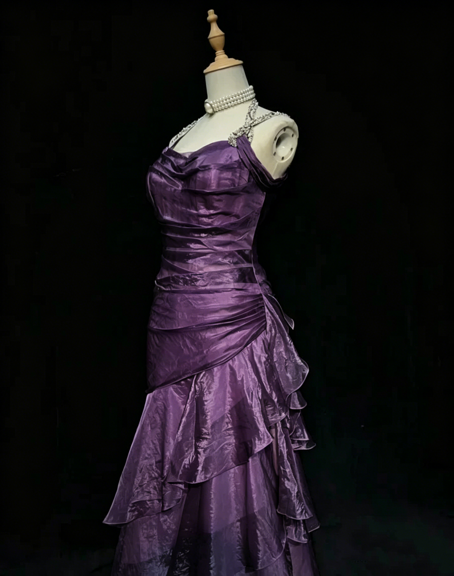 Retro Ruffle Long Prom Dresses Layered Evening Gowns  J9241