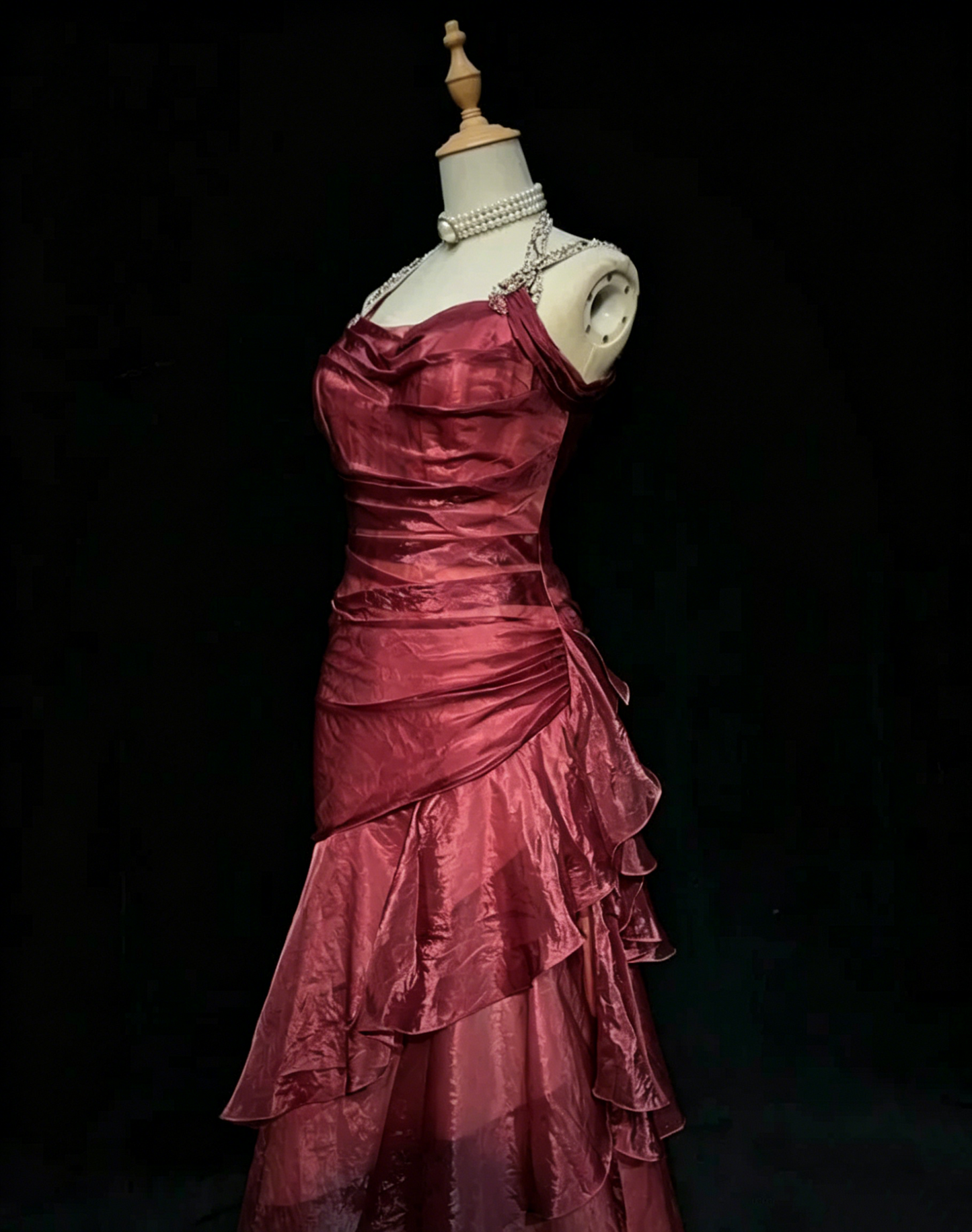 Retro Ruffle Long Prom Dresses Layered Evening Gowns  J9241