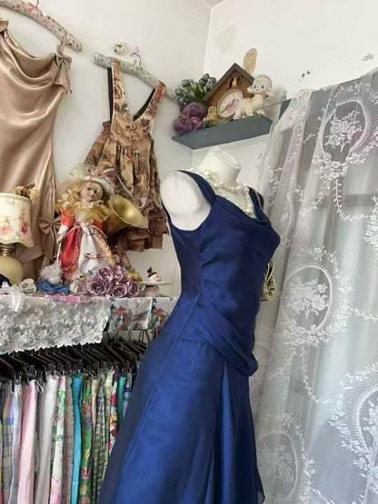 Trägerloses silbernes Vintage-Abendkleid, A-Linie, Geburtstagskleid J9370