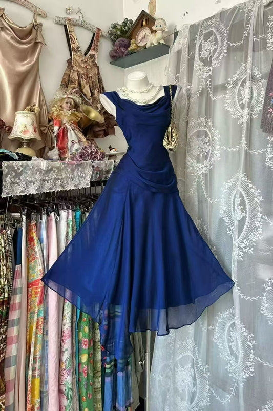 Royal Blue A Line Homecoming Dress Organza Party Dress  J10935
