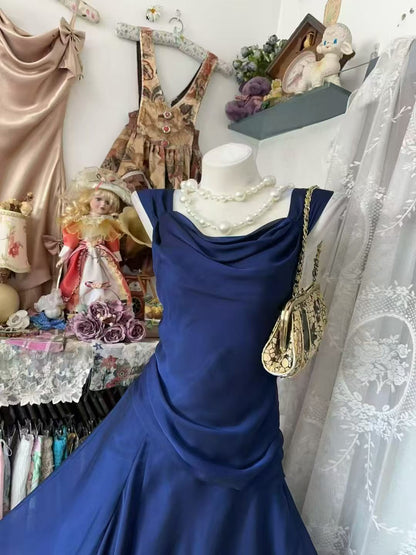 Trägerloses silbernes Vintage-Abendkleid, A-Linie, Geburtstagskleid J9370