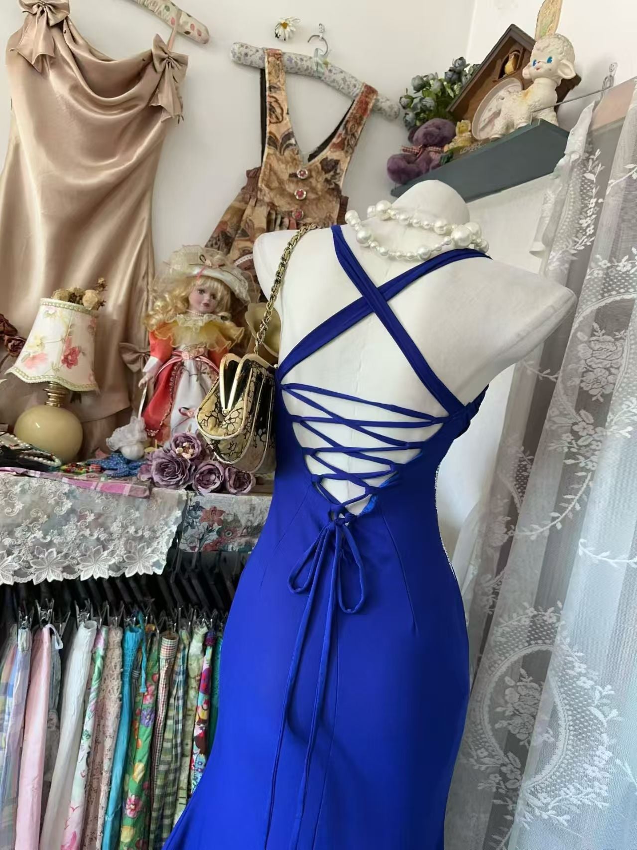 Trägerloses silbernes Vintage-Abendkleid, A-Linie, Geburtstagskleid J9370