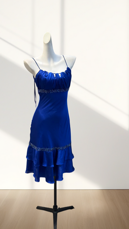 Royal Blue Sheath Ruffled Homecoming Dress Retro Party Dress  J10265