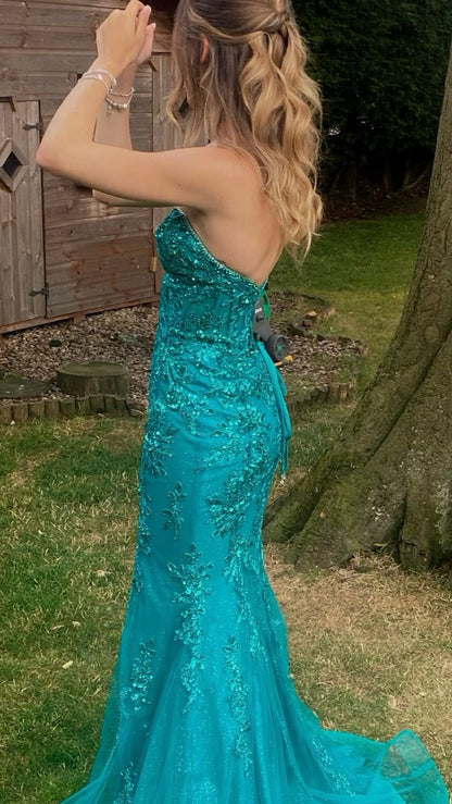 Trägerloses silbernes Vintage-Abendkleid, A-Linie, Geburtstagskleid J9370