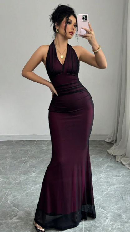 Robe de bal bustier violette en satin avec appliques, robe de soirée formelle J9413