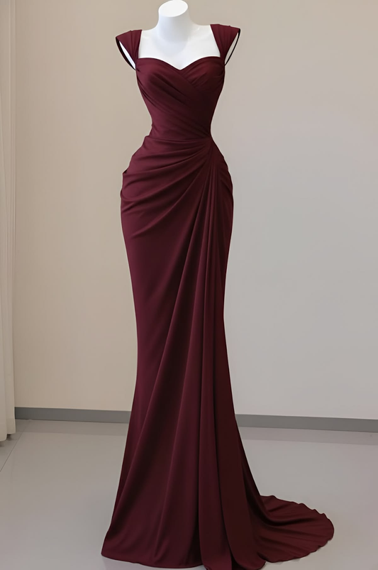 Sheath Burgundy Evening Dress Mermaid Formal Prom Dress J9988