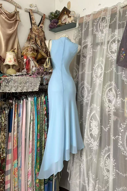 Sky Blue Mermaid Birthday Dress Retro Homecoming Dress  J10859