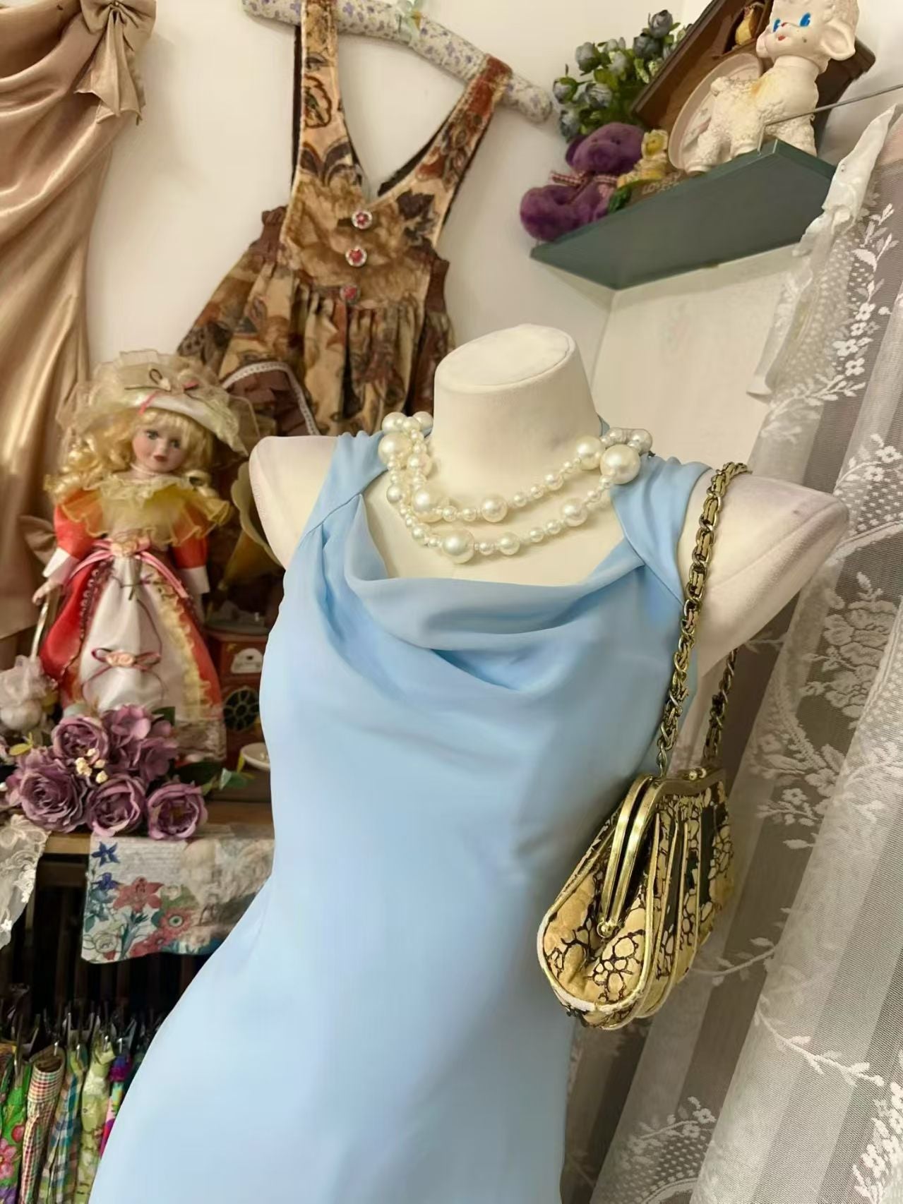 Sky Blue Mermaid Birthday Dress Retro Homecoming Dress  J10859