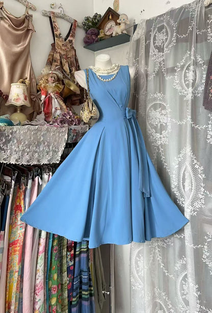 Trägerloses silbernes Vintage-Abendkleid, A-Linie, Geburtstagskleid J9370