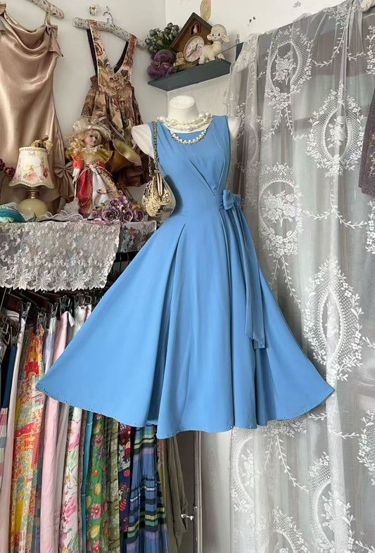 Sleeveless A Line Blue Homecoming Dress Short Birthday Dress  J11004