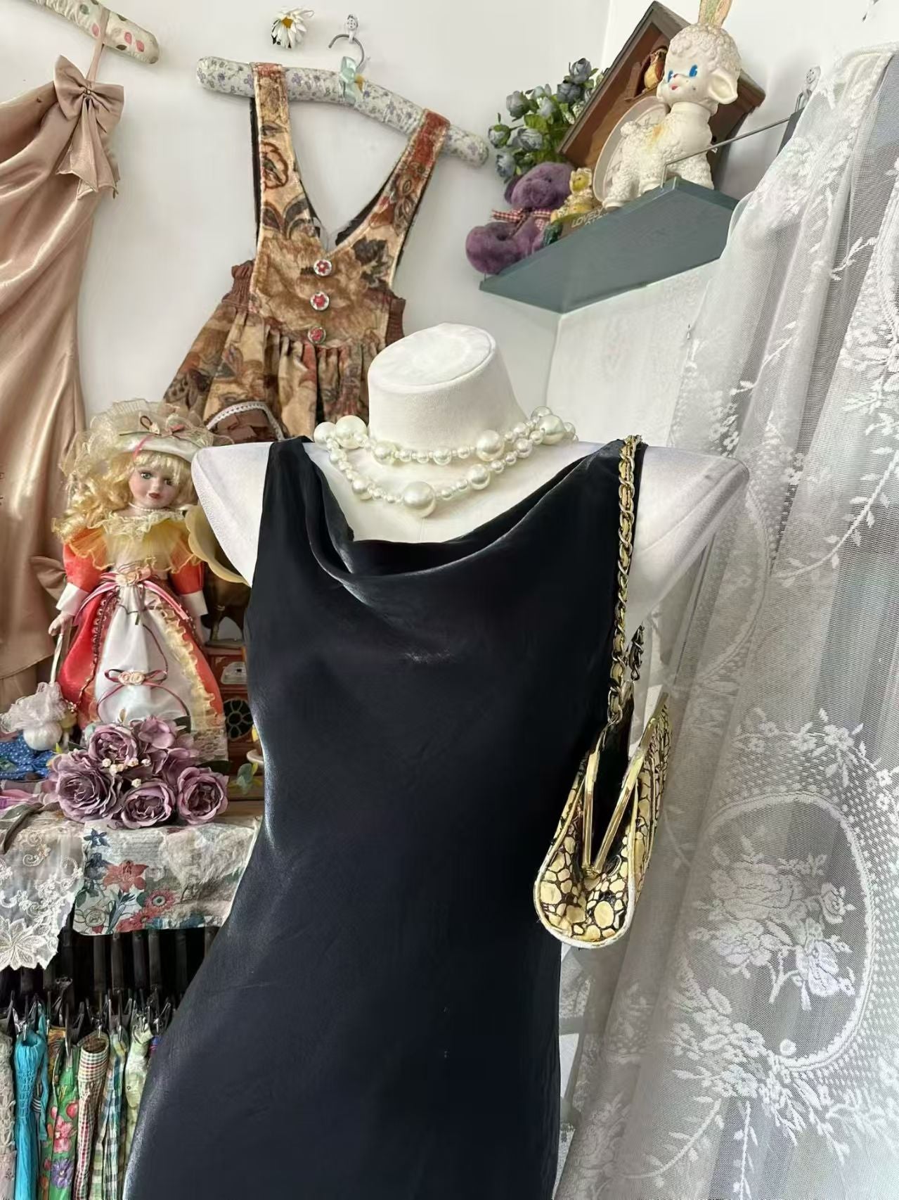 Sleeveless Black Mermaid Prom Dress Retro Evening Gown  J10917
