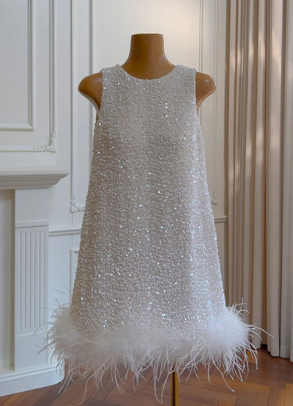 Sleeveless Sequins Birthday Outfit Short Homecoming Dress  J11509