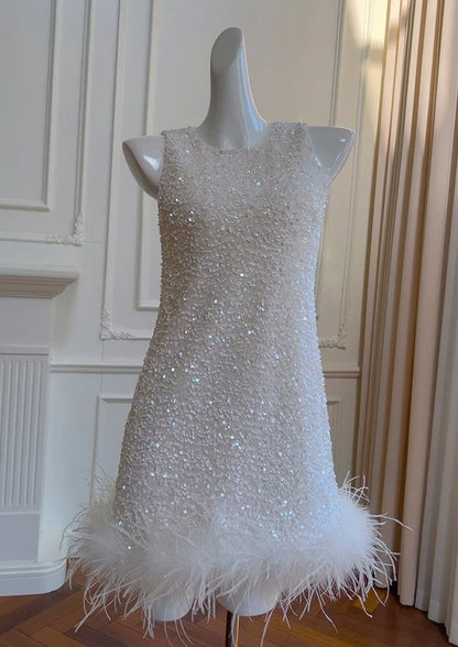Sleeveless Sequins Birthday Outfit Short Homecoming Dress  J11509