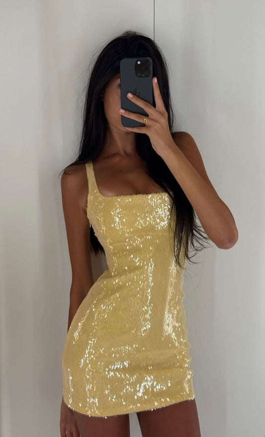 Sleeveless Sheath Yellow Homecoming Dress Short Party Dress  J11154