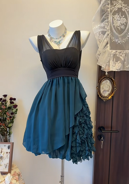 Trägerloses silbernes Vintage-Abendkleid, A-Linie, Geburtstagskleid J9370