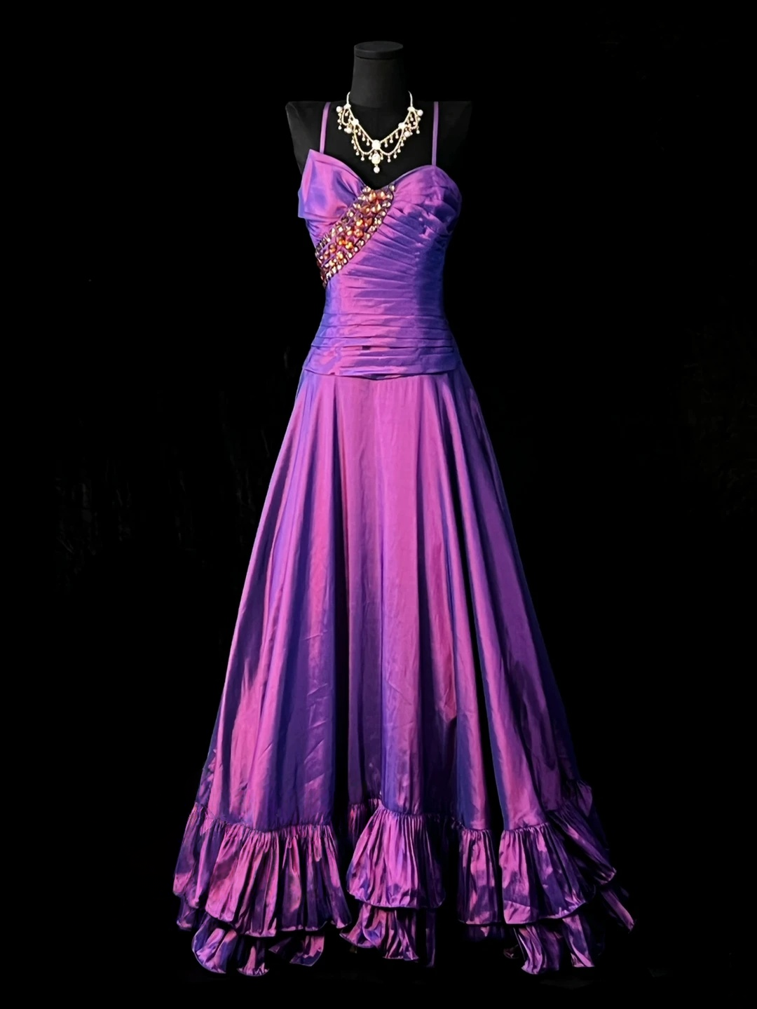 Spaghetti Strap A Line Purple Prom Dress  J10141