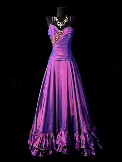 Spaghetti Strap A Line Purple Prom Dress  J10141