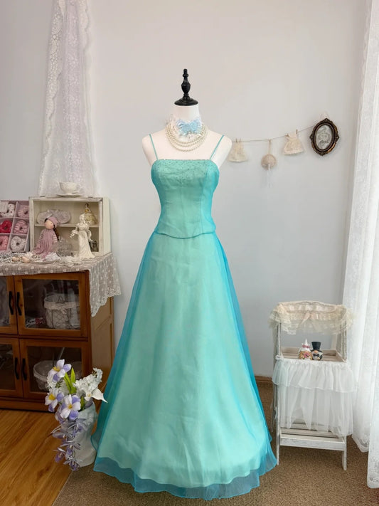 Trägerloses silbernes Vintage-Abendkleid, A-Linie, Geburtstagskleid J9370