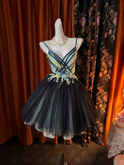 Spaghetti Strap A Line Short Homecoming Dress Tulle Birthday Dress  J10591
