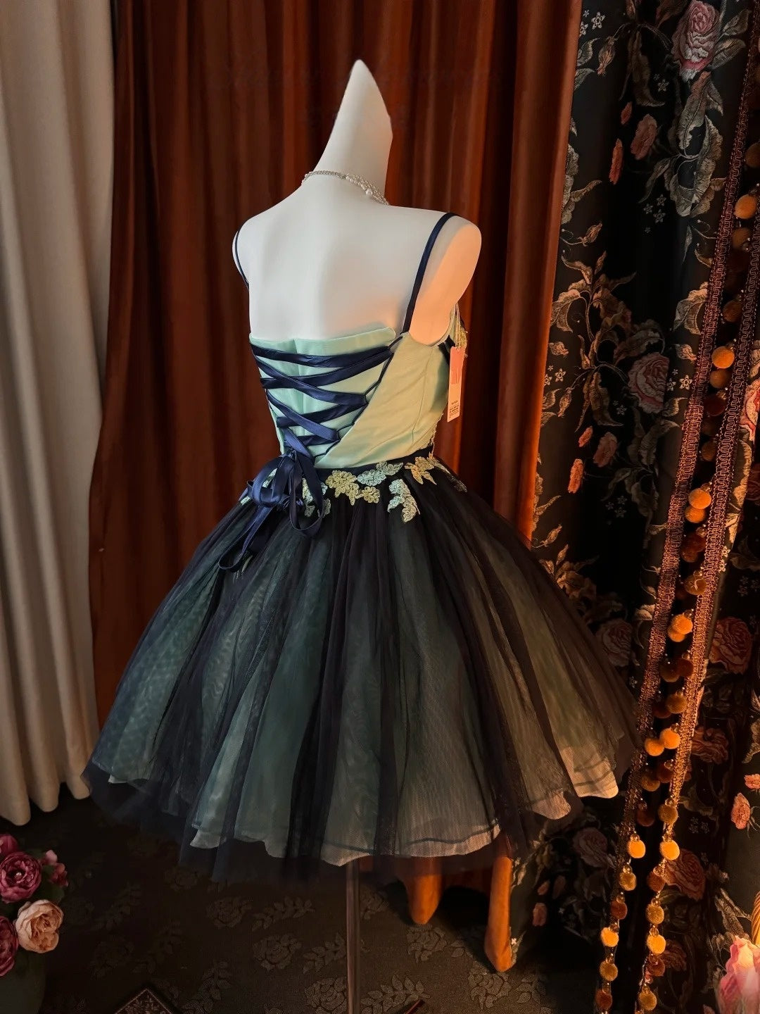 Spaghetti Strap A Line Short Homecoming Dress Tulle Birthday Dress  J10591